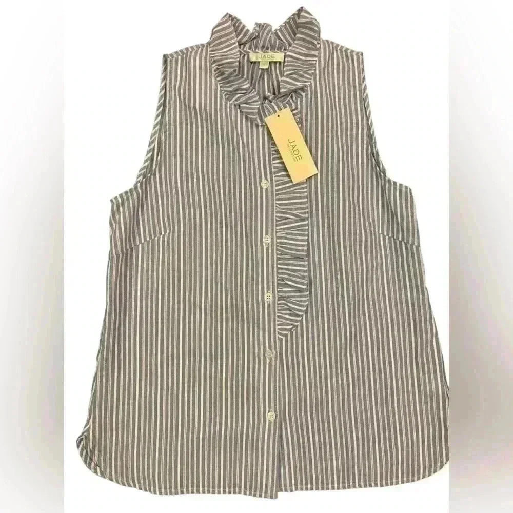 Jade Ruffles V-Neck Blouse. NWT